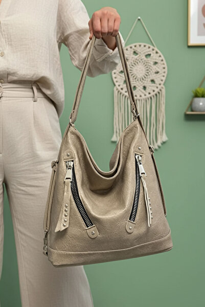 çantamgelsin Γυναικεία τσάντα πλάτης και ώμου από μαλακό δέρμα πολλαπλών τμημάτων μεγάλου μεγέθους (41x33 εκ.)