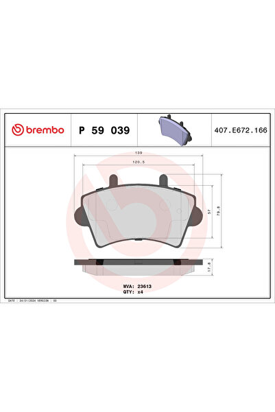 Brembo Set Placute Frana Frana Disc Nissan Interstar Bus/Interstar Caroserie ...