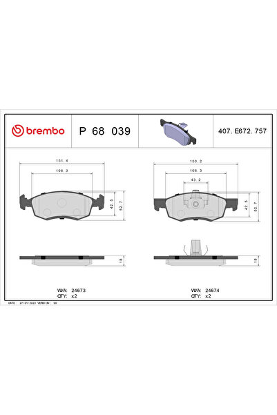 Brembo Set Placute Frana Frana Disc Dacia Logan Express/Logan