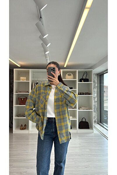 LUUNA STORE OVERSIZE EKOSELİ ODUNCU GÖMLEK - SARI