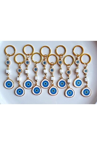 Svc Aksesuar Luxury Gift 10-Piece Large Evil Eye Beaded White Keychain - New ...