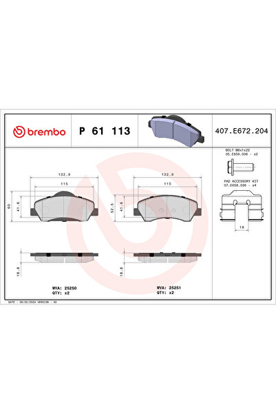 Brembo Set Placute Frana Frana Disc Citroen C-Elysee/C4 Cactus Peugeot 301/308 2