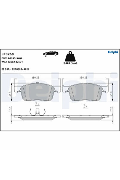 DELPHİ Комплект накладки за дискови спирачки Citroen Jumpy 3 Bus/Jumpy 3 Body...