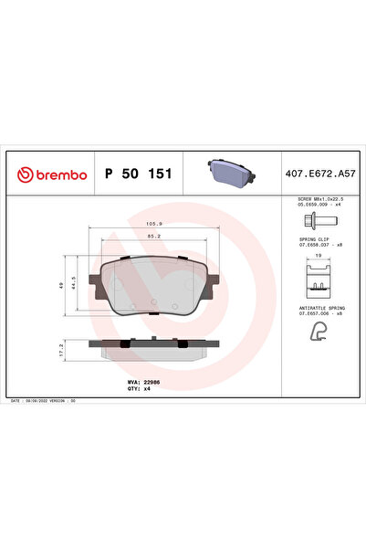 Brembo Set Placute Frana Frana Disc Mercedes-Benz Cla Mercedes-Benz (Bbdc) A-...