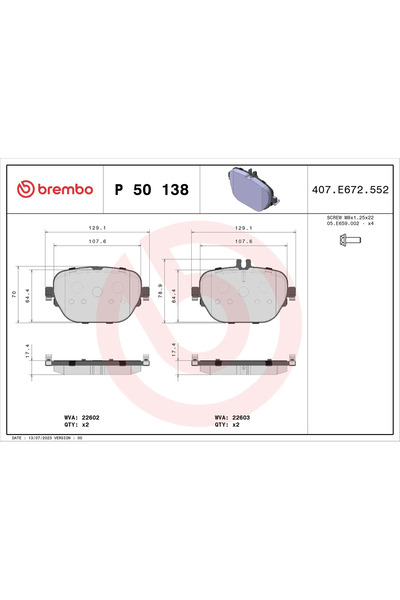 Brembo Set Placute Frana Frana Disc Mercedes-Benz Amg/Cls/E-Class Mercedes-Be...