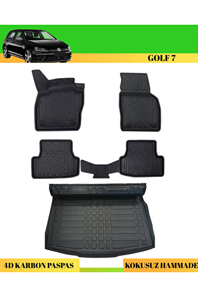 ACK Dizayn VOLKSWAGEN GOLF 7 ARACA ÖZEL ÜRETİM 4D HAVUZLU KARBON PASPAS TAKIM...