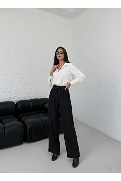 EmcyFiora Γυναικείο παντελόνι ψηλόμεσο ριγέ (EF)