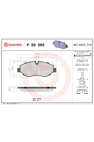 Brembo Set Placute Frana Frana Disc Mercedes-Benz Sprinter 3,5-T Bus/Sprinter...