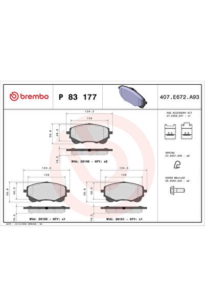 Brembo Set Placute Frana Frana Disc Suzuki Swace Toyota Corolla/Yaris Cross