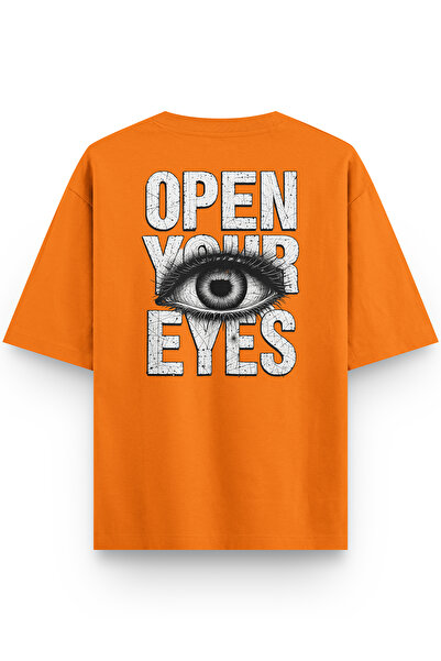 Overoz Πορτοκαλί μπλουζάκι με στάμπα στην πλάτη Open Your Eyes 1394