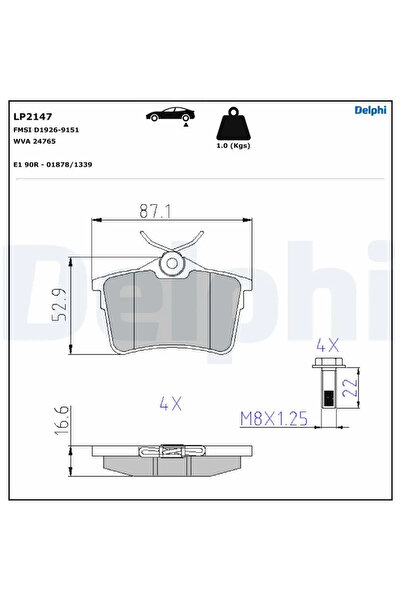 DELPHİ Set Placute Frana Frana Disc Citroen Berlingo Multispace Peugeot 308 1...