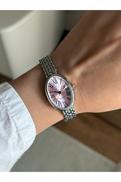 RoseandRoses ساعة يد نسائية من باسكال طراز فينتاج فضية (مينا وردي)