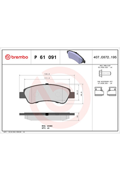 Brembo Set Placute Frana Frana Disc Citroen Jumper 2 Bus/Jumper 2 Caroserie/J...