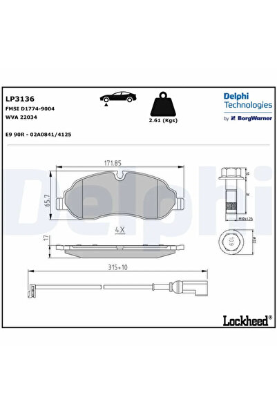 DELPHİ Комплект накладки за дискови спирачки Ford Tourneo Custom V362 Bus/Tra...