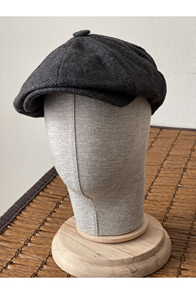 Rupen Kraft Winter Men's British Style Smoked Wool Hat Cap Draped Peaky Blinders Cap (Elastic)