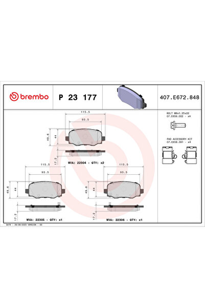 Brembo Комплект накладки за дискови спирачки Fiat 500X Jeep Commander/Compass...