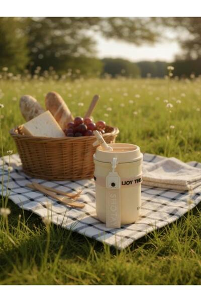 Shotay Strow Coffe Steel Mug 410 ml Cream Color - Sht-St-8136