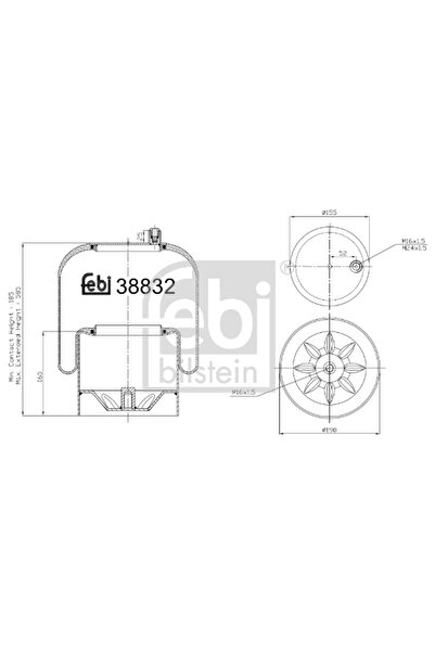 FEBI BILSTEIN Burduf Suspensie Pneumatica Axa Spate Dreapta Mercedes-Benz Act...