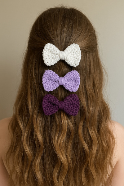 Mavi Masal Agrafă de păr triplă cu panglică model 7cm