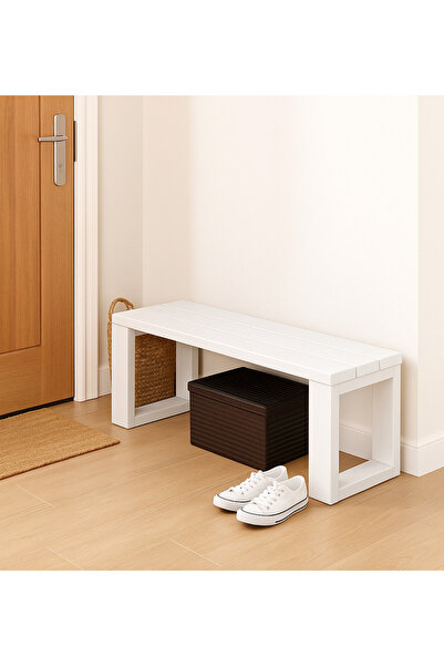 Faev El Yapımı Ahşap Bank 80x30x43 cm – Masif Ahşap Oturma Bankı, Dekoratif D...