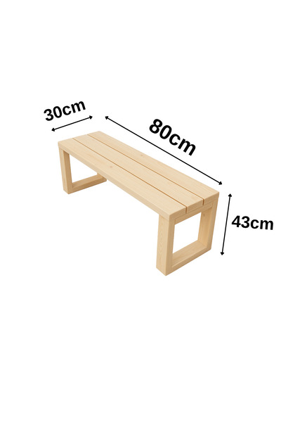 Faev El Yapımı Ahşap Bank 80x30x43 cm – Masif Ahşap Oturma Bankı, Dekoratif Dış & İç Mekan Kullanımı