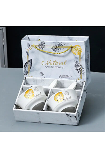 OEM Комплект от 2 порцеланови купички с лъжички, скандинавски стил