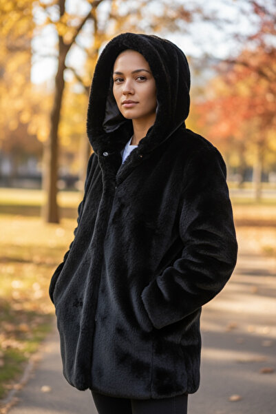 SEMİZ GİYİM Kapüşonlu Kalın Kürk