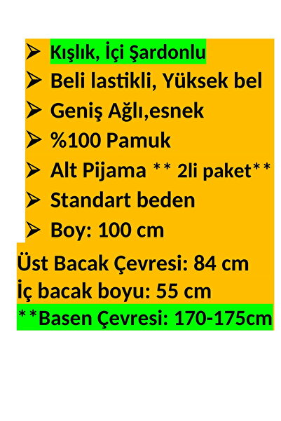 anne moda ankara Winter, Inside Is Quilted, Standard Size, Very Large, 100% Cotton, Pack of 2, Long, Pajama Bottoms