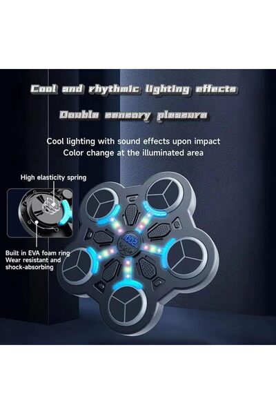 REZZOSS Music Boxing Machine Multifunctional Wall Mounted Punching Pad with LED Lights, Bluetooth