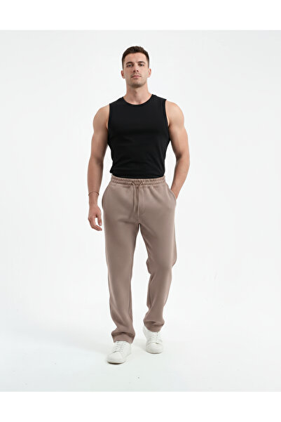 Sizce Moda Καφέ φαρδιά φούτερ με 3 κλωστές, με τσέπες, χειμερινό βαμβακερό χτενισμένο εσωτερικό φλις, άνετο