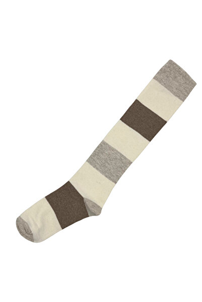FENRA STUDIO Șosete de damă din bumbac, maro, bej, crem, cu model curcubeu, p...