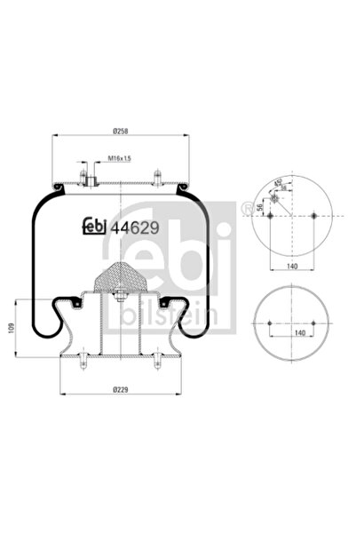 FEBI BILSTEIN Burduf Suspensie Pneumatica Punte Fata Scania 4 - Series Bus/F ...