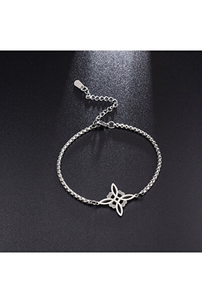Choice AL19004-سوار من الفضة بعقدة ساحرة من الفولاذ المقاوم للصدأ بعقدة سلتيك ورموز ساحرة، سوار متعدد الطبقات قابل للتعديل