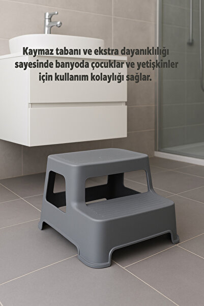 Funny Life 2 Basamaklı Merdiven Tabure - Kaydırmaz Tabanlı Çok Amaçlı Basamaklı Tabure