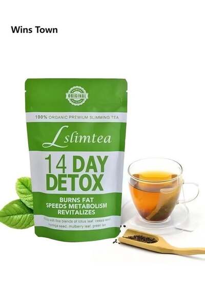 Wins Town أكياس شاي التخلص من السموم لمدة 14 يومًا، شاي عضوي لإنقاص الوزن، يع...