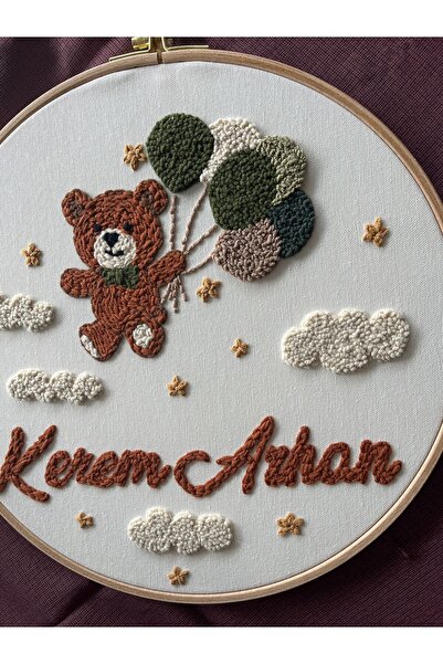 punch passion Bebek kapı süsü, hastane kapı süsü, 30 cm, punch nakışlı, isiml...