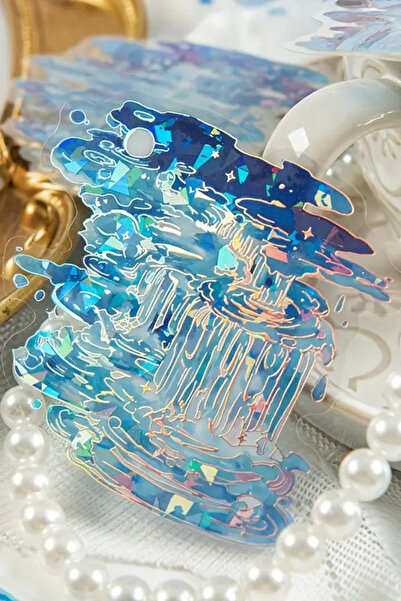 Kolbi Craft 20 Adet Mavi Gümüş Yaldızlı Şeffaf Sticker Şelale Bullet Journal ...