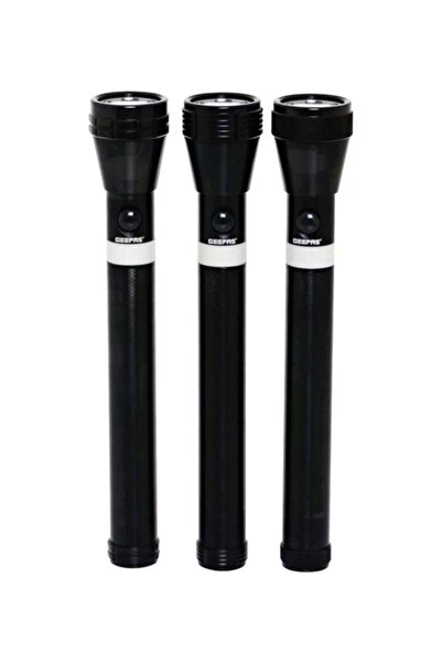 Geepas 3 Pcs LED Rechargeable Handheld Flashlight Black