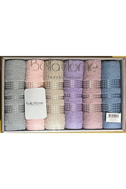 Bella Home Cotton 50*90 cm 6-Piece Boxed Dobby Hand Towels
