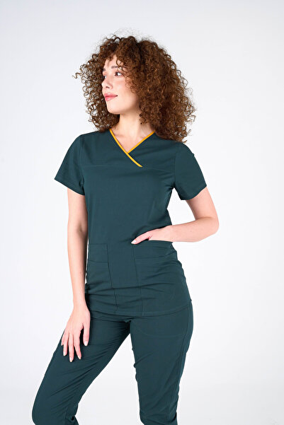 cabrio Label Koyu Yeşil Doktor Hemşire Medikal Cerrahi Takım Üniforma Scrubs ...