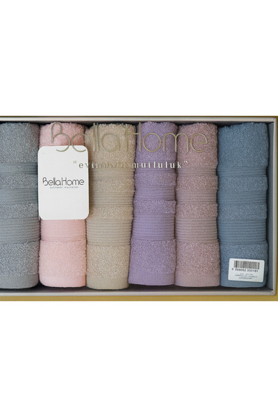 Bella Home Cotton 50*90 cm 6-Piece Boxed Dobby Hand Towels