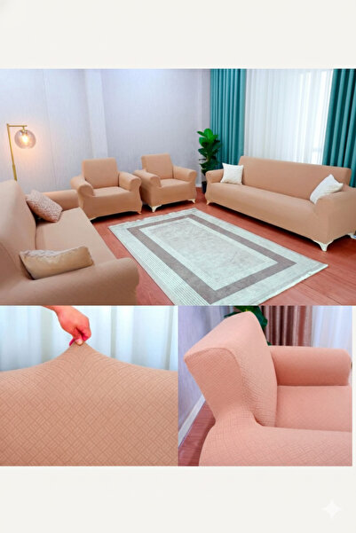 kutlale Set de huse pentru canapea jacquard model coș 3+3+1+1