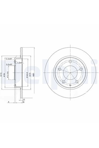 DELPHİ Спирачен диск Ford Usa Probe 2 Mazda 626 4/626 5/Mx-6