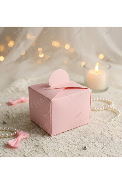 VELONZAL Pembe Lokum Kutusu-25'li Paket-Doğum Günü-Kutlama-Bebek Mevlidi-Nişa...