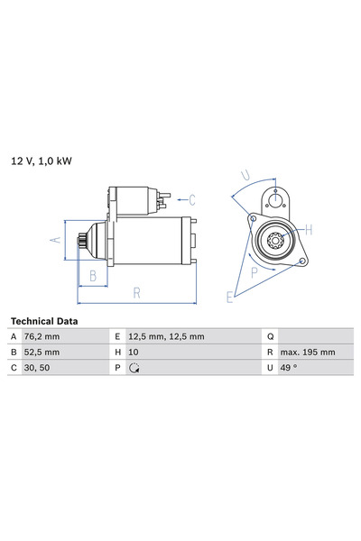 Bosch Starter Audi A3 Seat Altea/Cordoba/Ibiza 3
