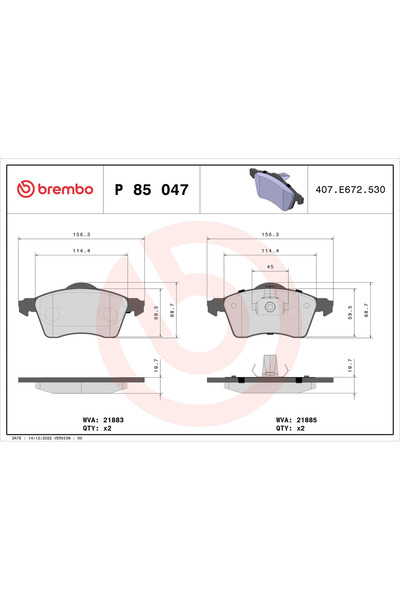 Brembo Комплект накладки за дискови спирачки за VW California T4 Camper/Trans...