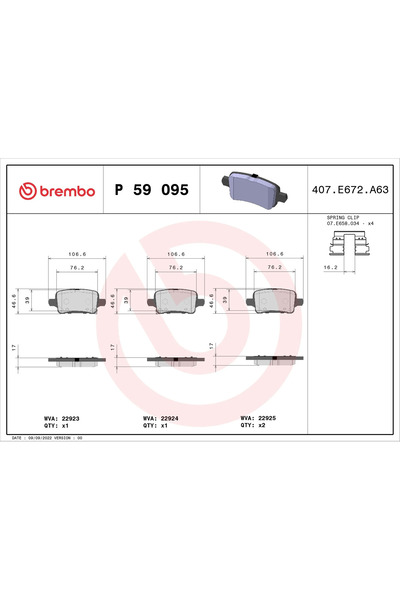 Brembo Комплект накладки за дискови спирачки Buick (SGM) Lacrosse/Regal 3 Che...