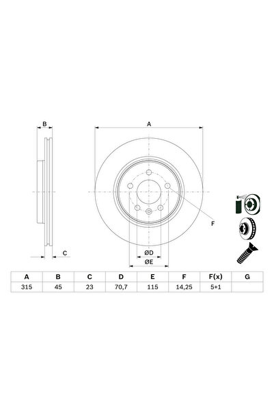 Bosch Disc Frana Opel Insignia B Country Tourer/Insignia B Grand