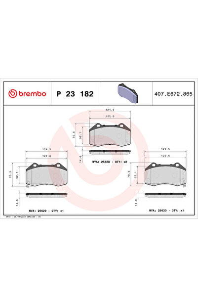 Brembo Set Placute Frana Frana Disc Abarth 124 Spider Fiat 124 Spider