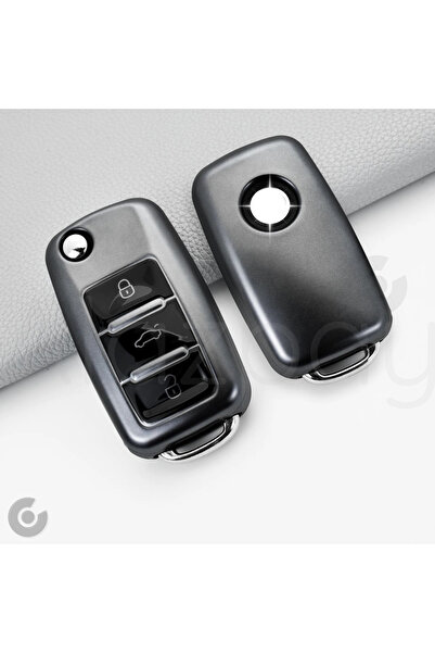 Alazpay Husă pentru chei gri TPU Volkswagen Golf Passat Jetta Polo Caddy Beet...